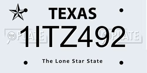 1ITZ492 Texas License Plate