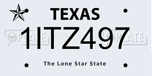 1ITZ497 Texas License Plate