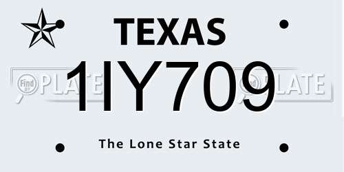 1IY709 Texas License Plate