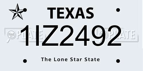 1IZ2492 Texas License Plate