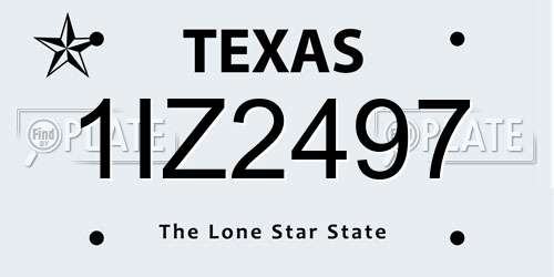 1IZ2497 Texas License Plate