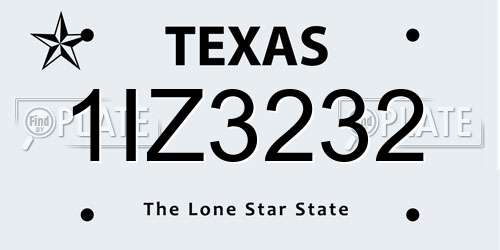 1IZ3232 Texas License Plate