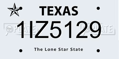 1IZ5129 Texas License Plate