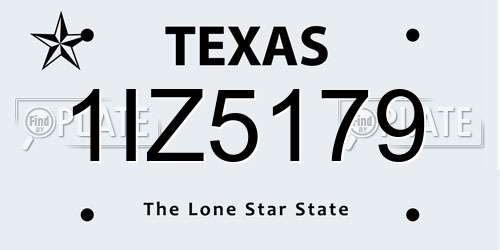 1IZ5179 Texas License Plate