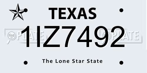 1IZ7492 Texas License Plate