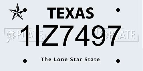 1IZ7497 Texas License Plate