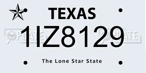 1IZ8129 Texas License Plate