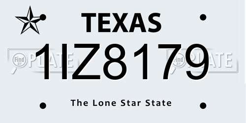 1IZ8179 Texas License Plate
