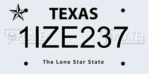1IZE237 Texas License Plate