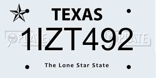 1IZT492 Texas License Plate