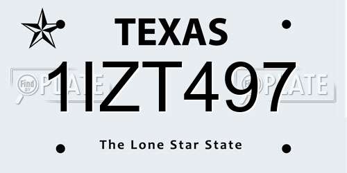 1IZT497 Texas License Plate