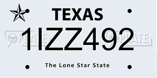 1IZZ492 Texas License Plate