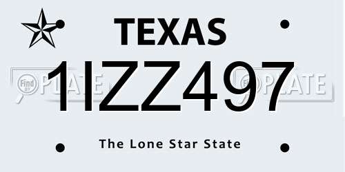 1IZZ497 Texas License Plate