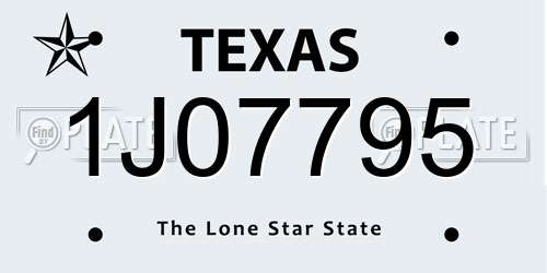 1J07795 Texas License Plate