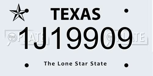 1J19909 Texas License Plate