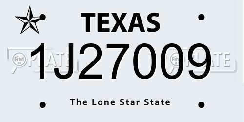 1J27009 Texas License Plate