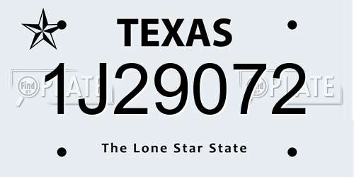 1J29072 Texas License Plate