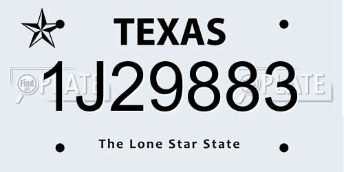 1J29883 Texas License Plate