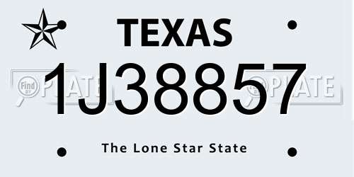 1J38857 Texas License Plate