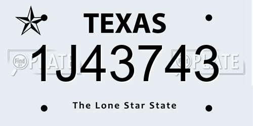 1J43743 Texas License Plate