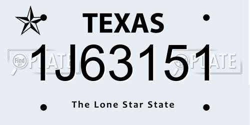 1J63151 Texas License Plate