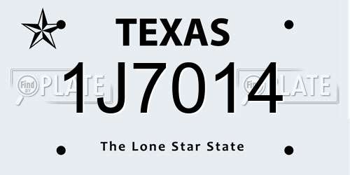 1J7014 Texas License Plate