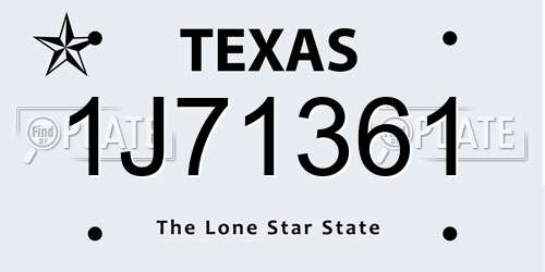 1J71361 Texas License Plate