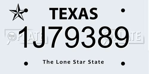 1J79389 Texas License Plate