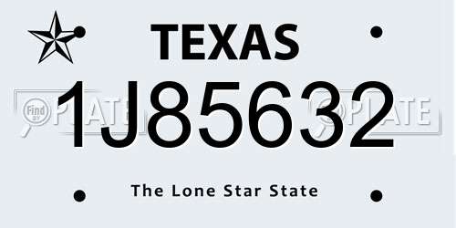 1J85632 Texas License Plate