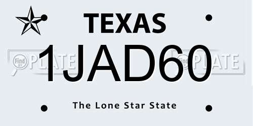1JAD60 Texas License Plate