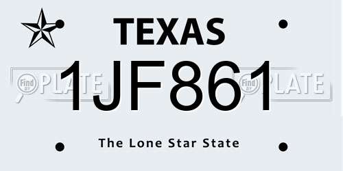 1JF861 Texas License Plate