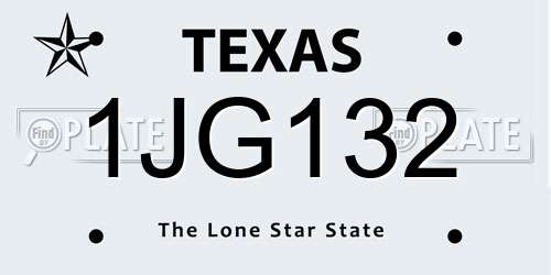 1JG132 Texas License Plate