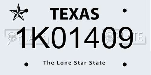 1K01409 Texas License Plate