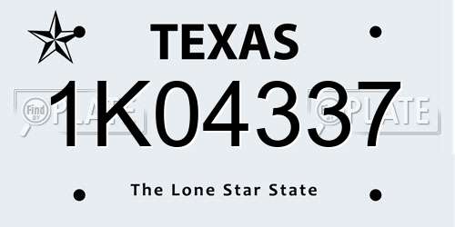 1K04337 Texas License Plate