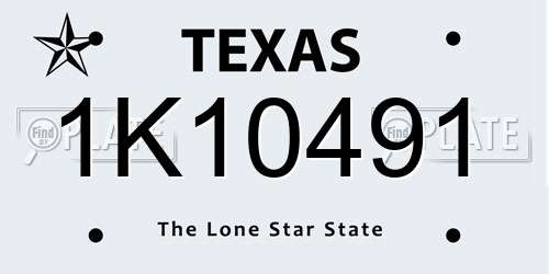1K10491 Texas License Plate
