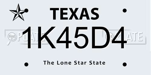 1K45D4 Texas License Plate