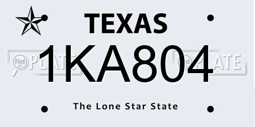 1KA804 Texas License Plate