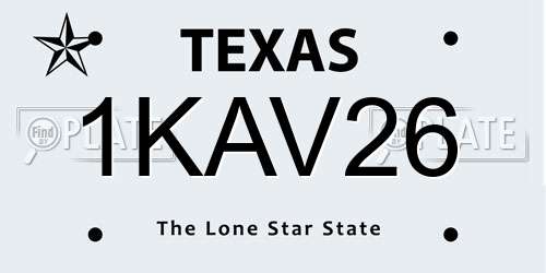 1KAV26 Texas License Plate