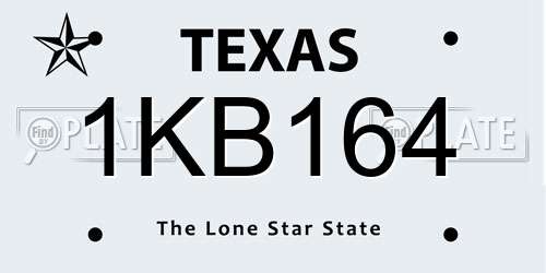 1KB164 Texas License Plate