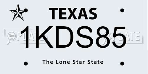 1KDS85 Texas License Plate