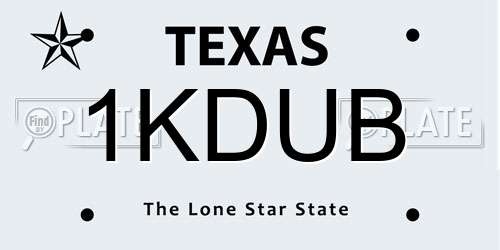 1KDUB Texas License Plate
