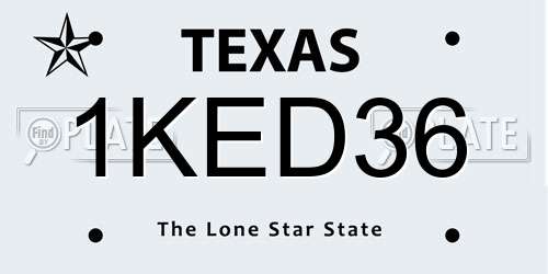 1KED36 Texas License Plate