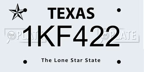 1KF422 Texas License Plate
