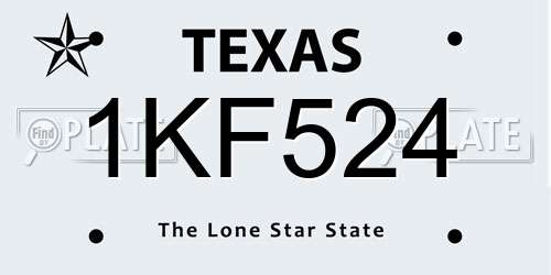 1KF524 Texas License Plate