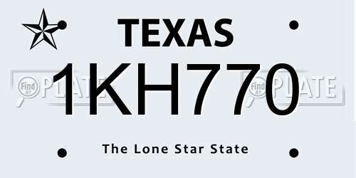 1KH770 Texas License Plate