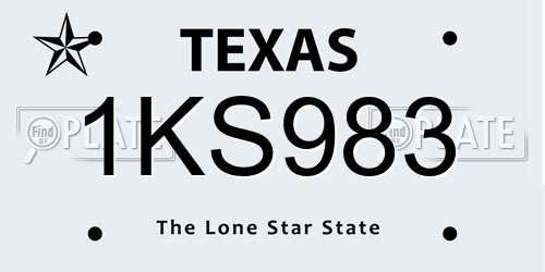 1KS983 Texas License Plate
