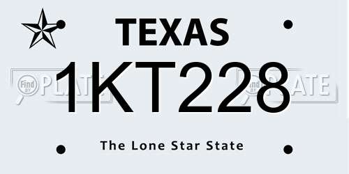 1KT228 Texas License Plate