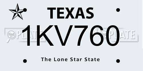 1KV760 Texas License Plate
