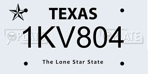 1KV804 Texas License Plate