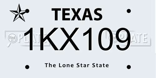 1KX109 Texas License Plate